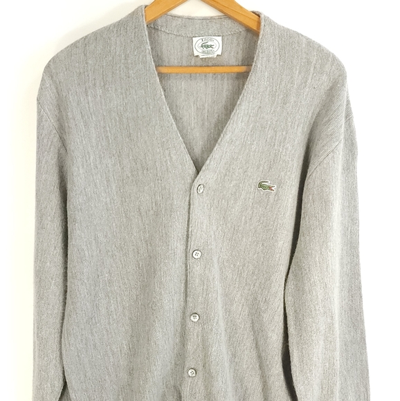 Izod Lacoste Other - Vtg Izod Lacoste Cardigan Sweater Men's Large Gray Grandpa Grunge Geek USA